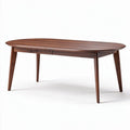 Wooden dining table for four people with modern design and oval shape