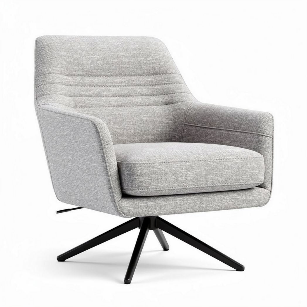 Mid-century modern accent chair with comfortable fabric upholstery in light grey 80 x 80 x 85cm