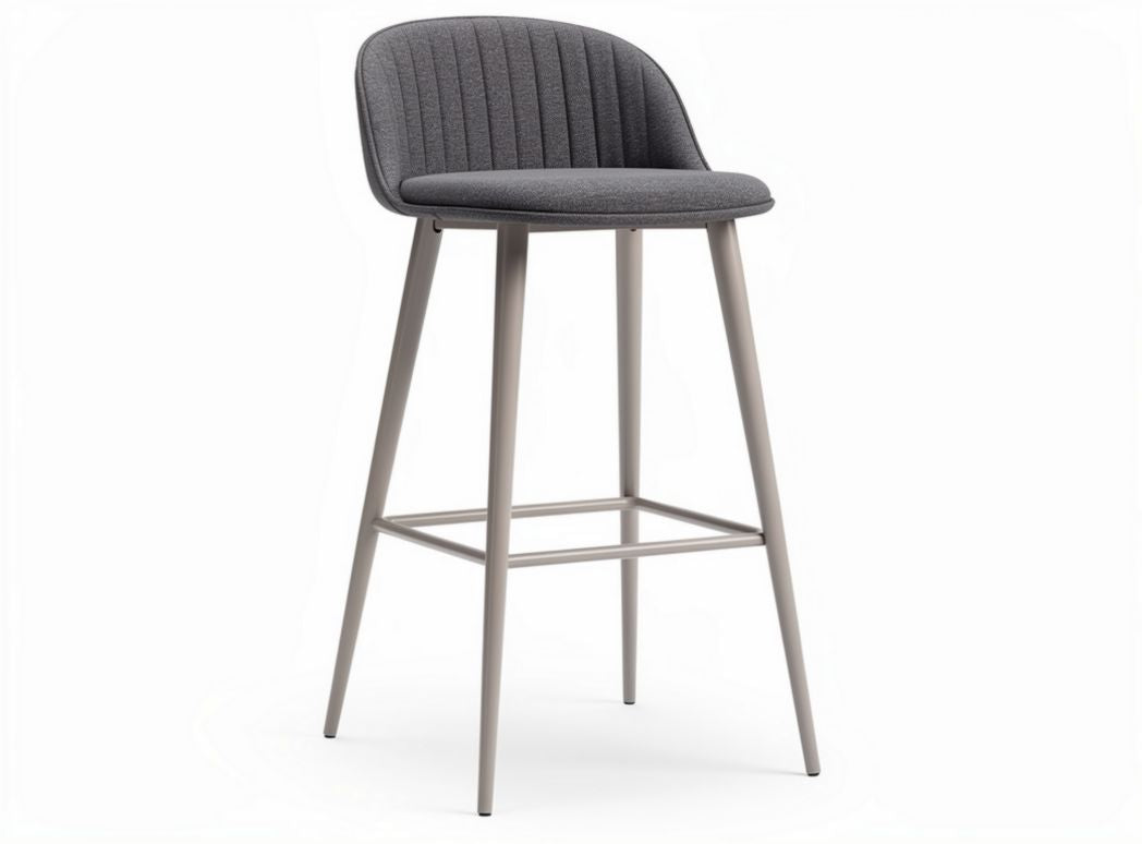 Fabric bar stool with gray upholstery and metal legs 43 x 43 x 95cm