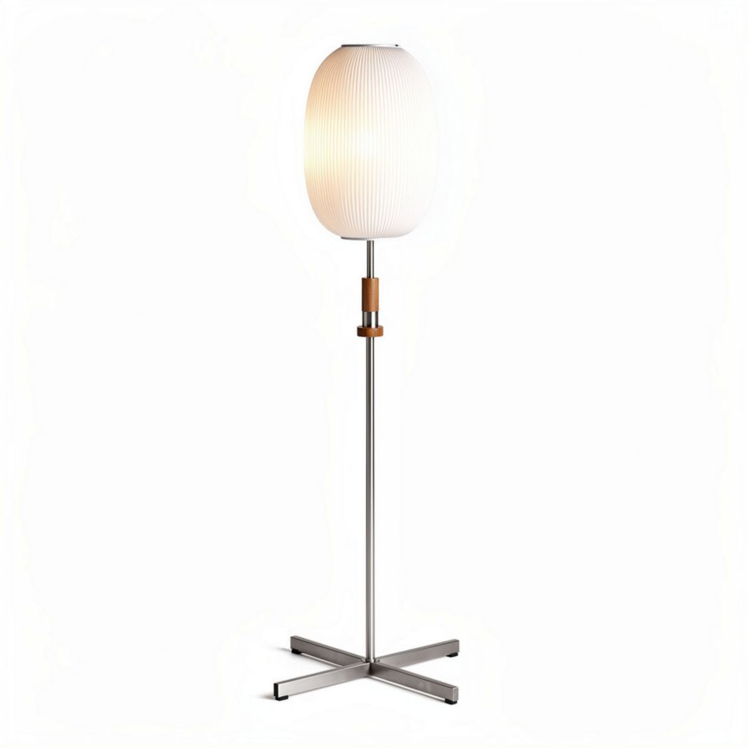 Modern floor lamp with pleated fabric shade and metal base 25 x 25 x 150cm