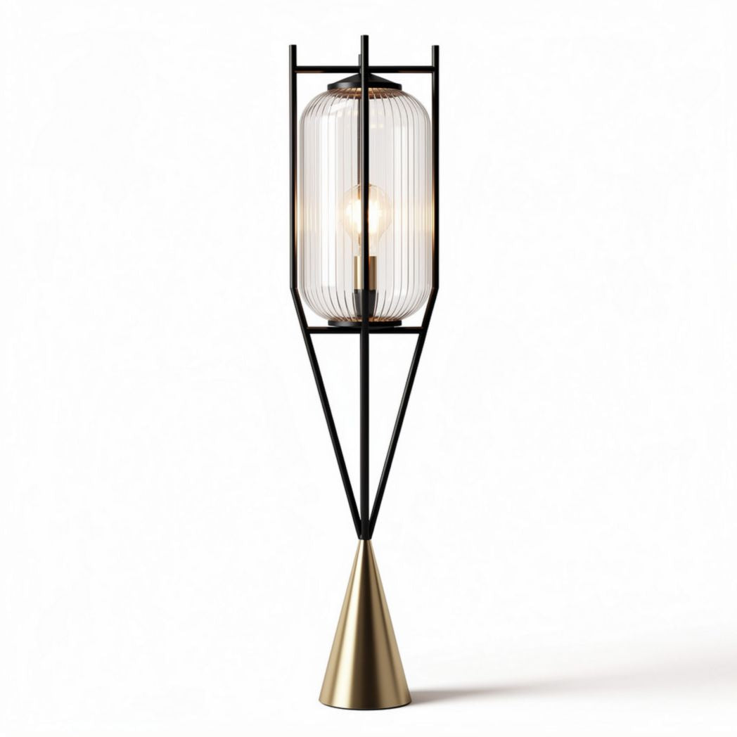 Modern minimalist floor lamp with glass shade and metal base 15 x 15 x 100cm
