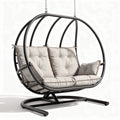 Hanging swing chair with thick cushioned seat and durable steel frame