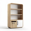 Wooden bookshelf with open shelves and cabinet storage in natural finish 90 x 40 x 180cm
